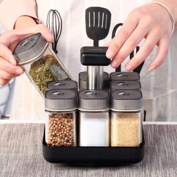 Glass Spice Jar Organizer for Kitchen, Transparent Pepper and Seasoning Container, Efficient Spice Storage Solution