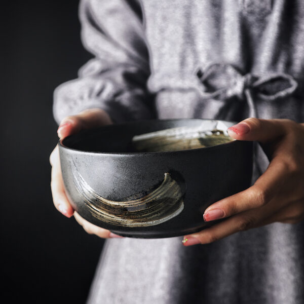 Ceramic Creative Tableware Household Rice Bowl, Artistic Ceramic Rice Bowl, Functional and Stylish Dining Bowl