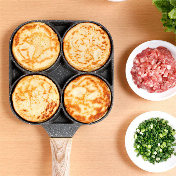 Maifan Stone Four-Hole Omelette Pan, Non-Stick Multi-Cavity Design, Ideal for Cooking Multiple Omelets