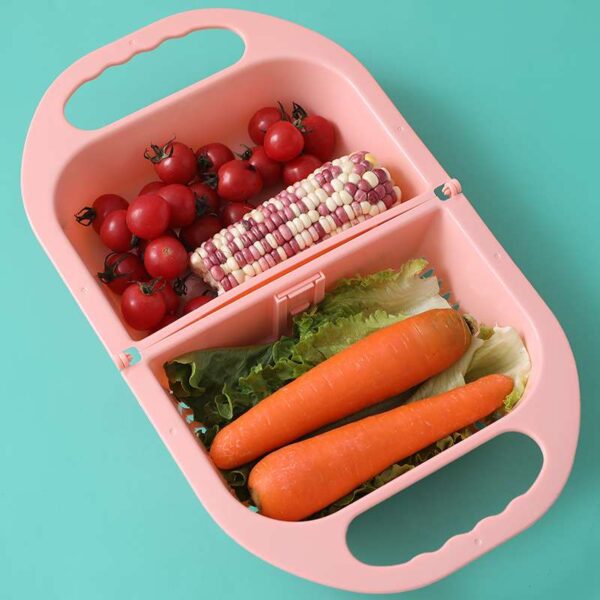 Folding Drain Basket Leaking Fruit Box Vegetable Container Drain Rack Sink with Handle Storage Baskets, Collapsible Fruit and Vegetable Drain Basket with Handle, Multifunctional Sink Drain Rack and Storage Basket