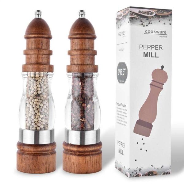 Wooden Salt and Pepper Grinder Set, Elegant and Functional Kitchen Spice Grinders, Ideal for Seasoning