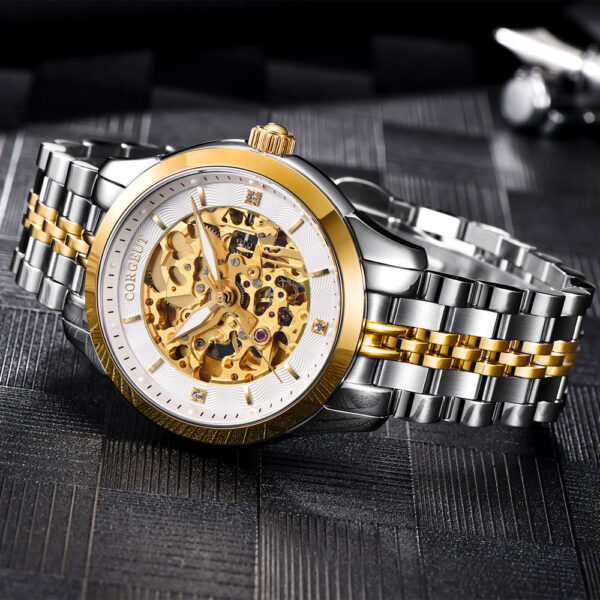 Hollow-out Full-Automatic Mechanical Men's Business Casual Watch, Elegant Hollow-out Mechanical Watch for Business and Casual Wear