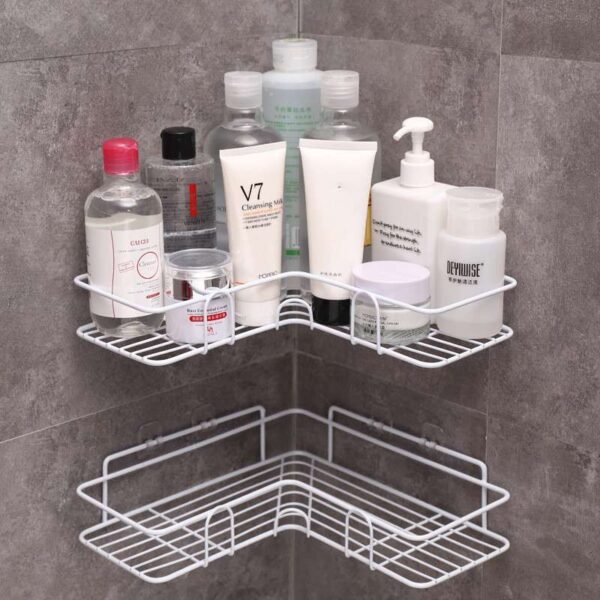 Wrought Iron Corner Shelf for Bathroom Storage, Stylish Corner Frame Shelf for Kitchen and Bathroom Accessories, Durable Bathroom Shelves for Efficient Organization