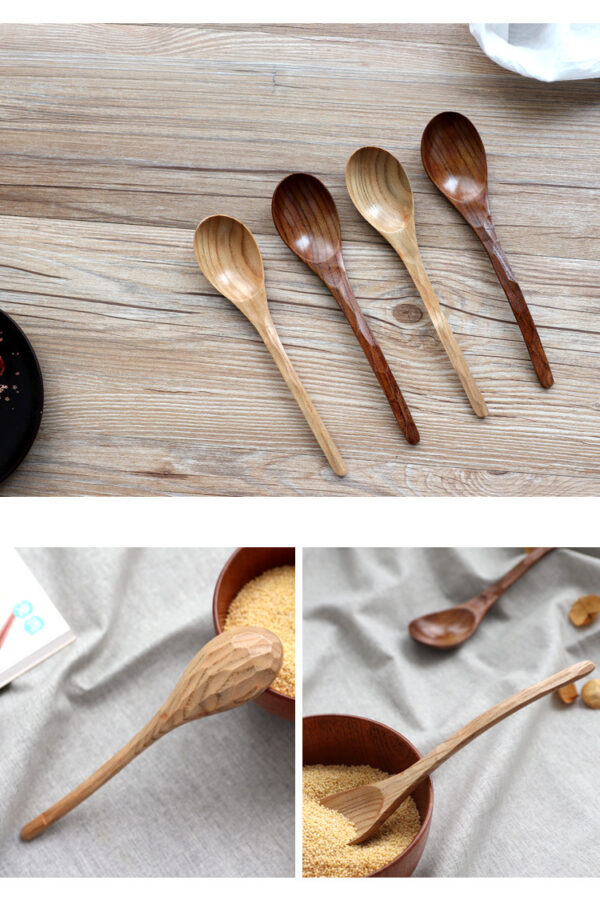 Creative Hammered Wooden Curved Spoon Tableware, Artistic Wooden Spoons for Unique Dining, Handcrafted Hammered Curved Spoons