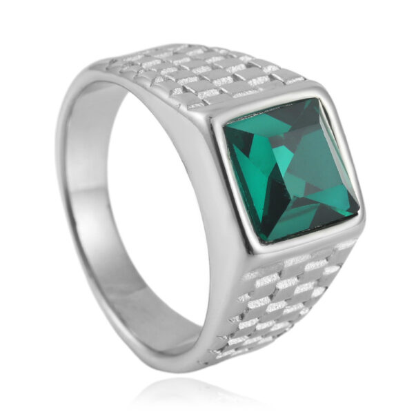 Vibrant Multi-Color Stone Square Ring in Titanium Steel, Unique Personality Titanium Steel Ring with Multi-Color Stones, Stylish Square Ring with Multi-Color Stones in Titanium Steel