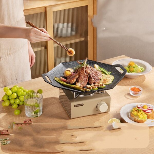 Outdoor Korean Multifunctional Grill Pan, Camping Teppanyaki Cassette Cooker, Versatile Cookware for Grilling and Frying