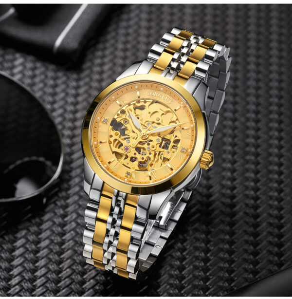 Hollow-out Full-Automatic Mechanical Men's Business Casual Watch, Elegant Hollow-out Mechanical Watch for Business and Casual Wear