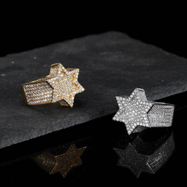 Hip Hop Micro Inlaid Zircon Six-Pointed Star Ring for Men, Trendy Micro Inlaid Zircon Six-Pointed Star Ring for Men, Stylish Hip Hop Zircon Star Ring for Men