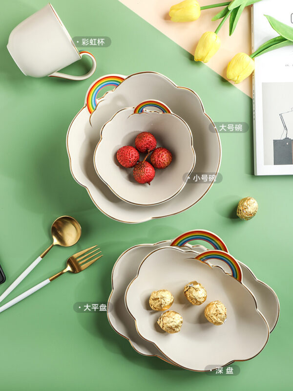 Ceramic Tableware Set Fruit Salad Bowl Breakfast Plate, Versatile Ceramic Tableware Set for Fruit, Salad, and Breakfast