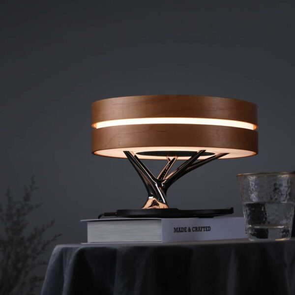 Intelligent Music Bluetooth Speaker with Wireless Charging Bed Lamp, WiFi Circle Tree LED Light with Bluetooth Speaker and Wireless Charging, Round Bluetooth Speaker Bed Lamp with Wireless Charging