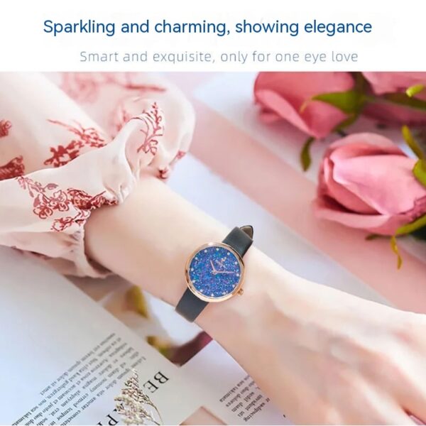 Sapphire Women's Watch with Simple Design and Small Diamonds, Elegant Small Diamond Women's Watch with Sapphire Accents, Natural Sapphire and Diamond Women's Watch