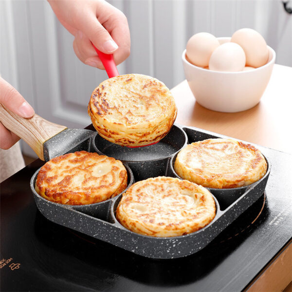 Maifan Stone Four-Hole Omelette Pan, Non-Stick Multi-Cavity Design, Ideal for Cooking Multiple Omelets