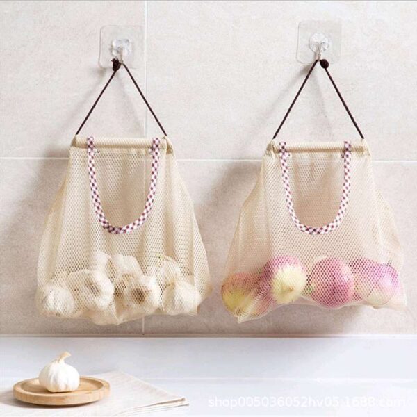 Polyester Mesh Kitchen Storage Bag, Portable Net Bag for Home and Shopping, Versatile Wall Shelves Accessory