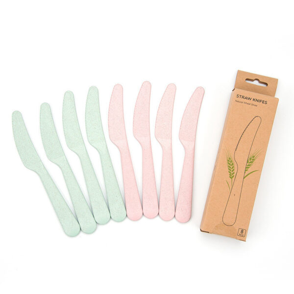 Wheat Straw Cutlery Set with Cups, Dishes, Forks, and Spoons, Drop-Proof and Eco-Friendly, Wholesale Wheat Straw Kitchenware