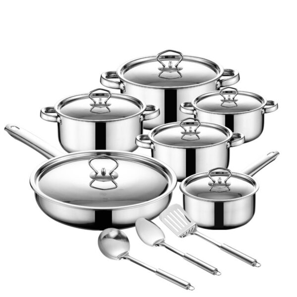 Thick Stainless Steel Kitchen Cookware Set, Durable Stainless Steel Pots and Pans for Cooking, High-Quality Stainless Steel Kitchen Utensils