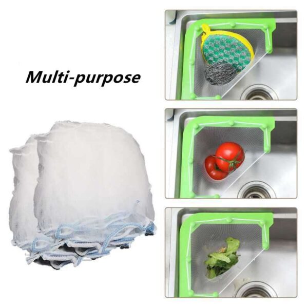 Triangle Hanging Net Storage Drain Rack for Kitchen Sink, Efficient Leftovers and Water Filter