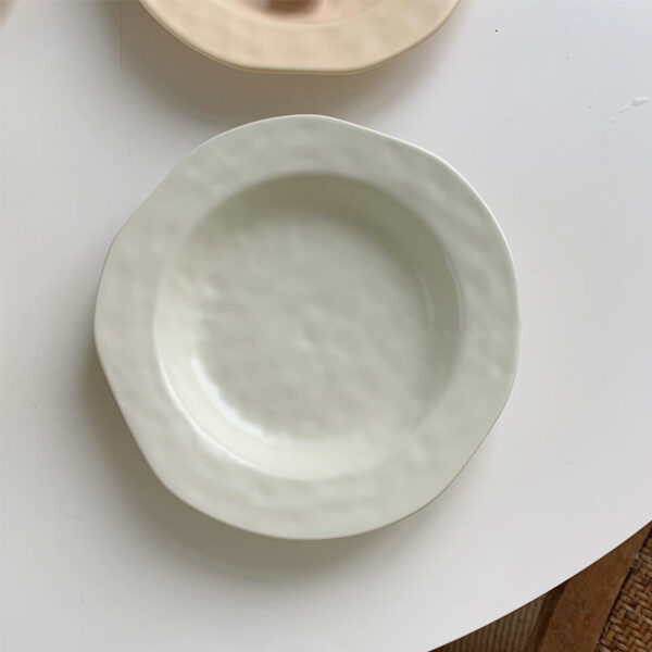 Irregular Hand-squeezed Matte Tableware Dessert Cake Plate Yogurt Breakfast Cereal Bowl Soup Plate, Unique Hand-Squeezed Matte Tableware for Dessert and Meals