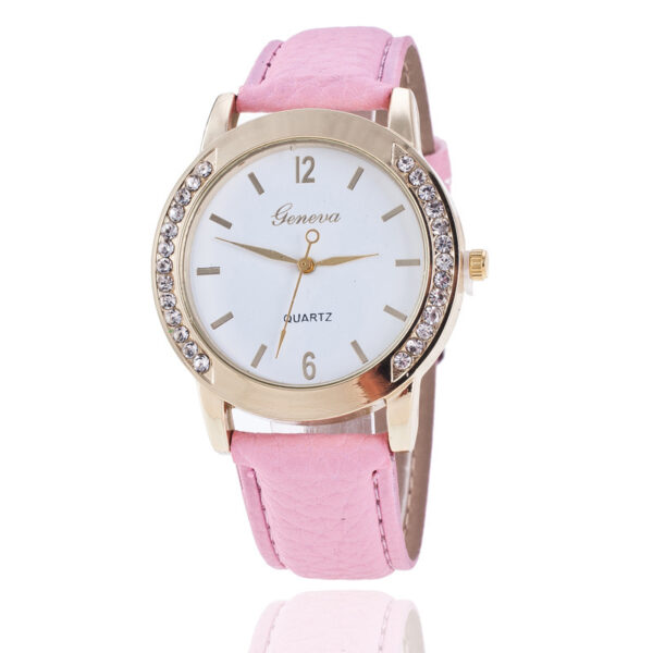 Geneva Diamond Quartz Watch for Women, Elegant Geneva Quartz Watch with Diamond Accents, Stylish Women's Diamond Geneva Quartz Watch