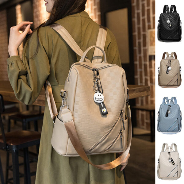 Checkerboard Fashion Backpack for Women, Casual All-Match Shoulder Bag, Stylish Travel and Shopping Backpack