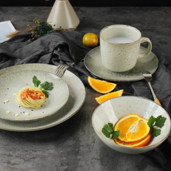 Japanese Retro Pitted Household Ceramic Tableware, Traditional Japanese Ceramic Tableware, Vintage-Inspired Dining Set