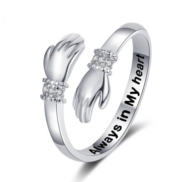 Creative Love Hug Hands Diamond-Studded Ring for Women, Elegant Diamond-Studded Love Hug Hands Ring for Women, Unique Love Hug Hands Ring with Diamonds