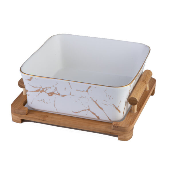 Stylish Marbled Ceramic Salad Bowl, Elegant Design for Serving Salads and Side Dishes, Ideal for Modern Dining