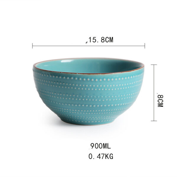 Four-Piece Set Creative Embossed Ceramic Tableware, Elegant Salad Bowls Set, Unique Embossed Design Tableware