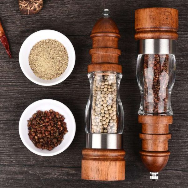 Wooden Salt and Pepper Grinder Set, Elegant and Functional Kitchen Spice Grinders, Ideal for Seasoning