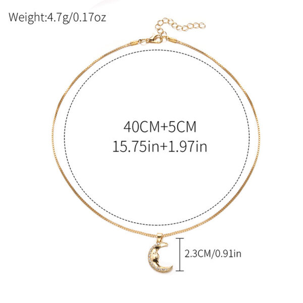 Simple Fashion Diamond Moon Necklace for Women, Elegant Alloy Moon Necklace with Diamonds, Stylish Women's Diamond Moon Pendant Necklace