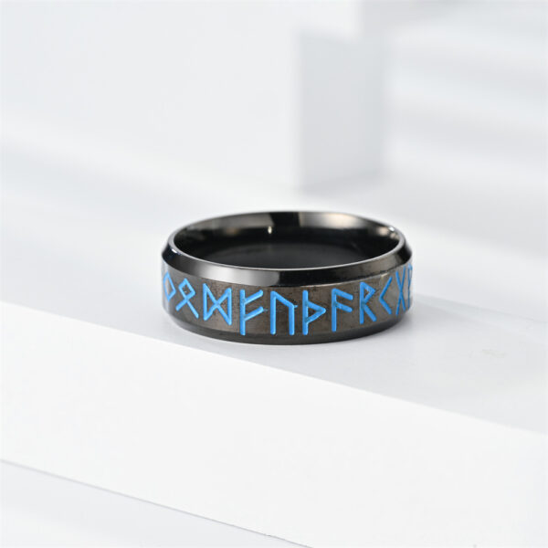 Unique European Pirate Vikings Text Ring with Luminous Effect, Stylish Luminous Viking Text Ring with European Pirate Design