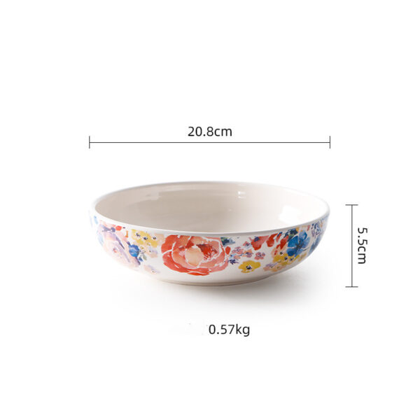 Creative American Style Salad Bowl Ceramic Tableware, Western Food Plate and Noodle Bowl Set, Unique Household Ceramic Dishes for Salad and Noodles