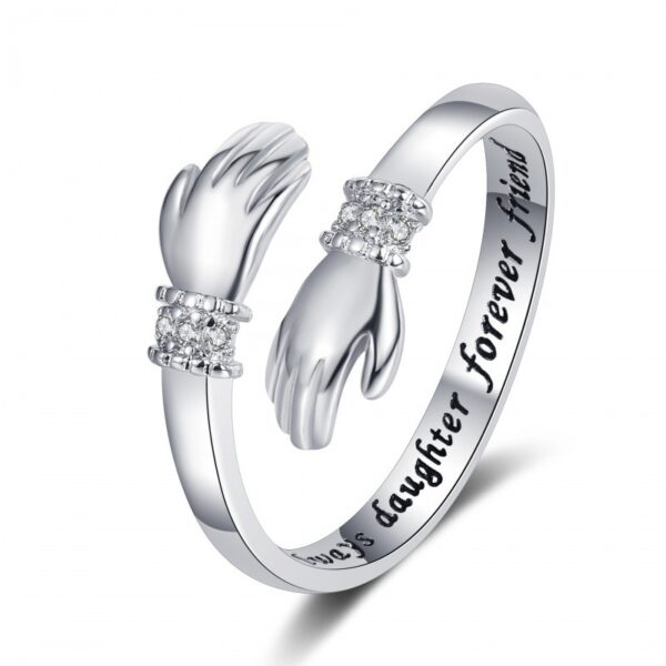 Creative Love Hug Hands Diamond-Studded Ring for Women, Elegant Diamond-Studded Love Hug Hands Ring for Women, Unique Love Hug Hands Ring with Diamonds