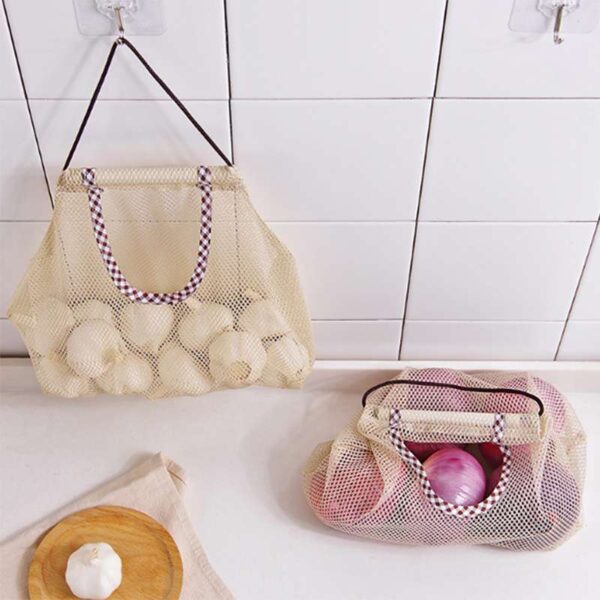 Polyester Mesh Kitchen Storage Bag, Portable Net Bag for Home and Shopping, Versatile Wall Shelves Accessory