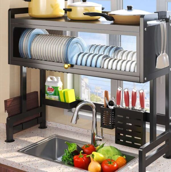 Sink Storage Rack for Kitchen, Efficient Bowl Organizer for Sink Area, Space-Saving Rack for Dish Drainage