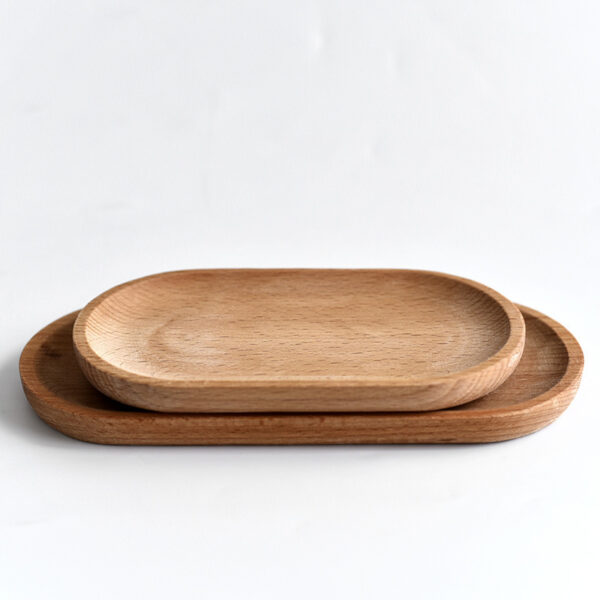 Japanese Tableware Beech Oval Tray Mini Solid Wood Small Plate, Miniature Beech Wood Oval Tray for Japanese Tableware, Elegant and Practical