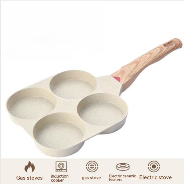 Durable Aluminum Four-Hole Frying Pan, Non-Stick Cooking Pan for Multiple Items, Ideal for Eggs and Pancakes