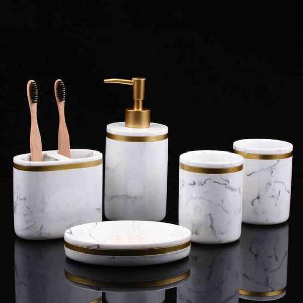 Marble Bathroom Amenities Kit, Luxury Home and Hotel Bathroom Set, Elegant Marble Bathroom Accessories