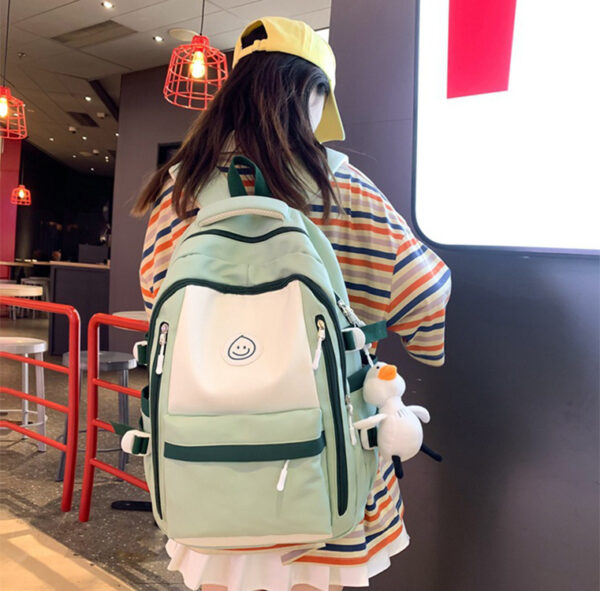 Korean Fashion Color Block Backpack, Ins Style Schoolbag for Junior High and College Students, Trendy Color Matching Backpack for Students