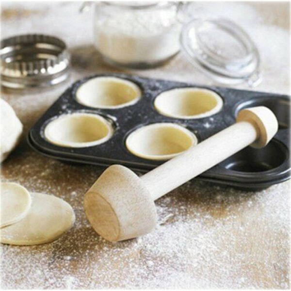 Double-Sided Wooden Tart Tamper for Pastries, Versatile Egg Tart Pusher for Baking, Durable Wooden Pastry Tools for Kitchen