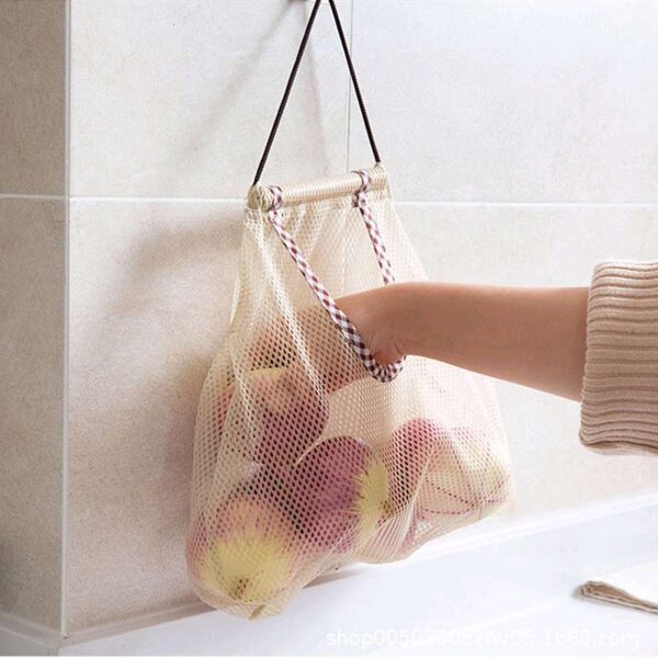 Polyester Mesh Kitchen Storage Bag, Portable Net Bag for Home and Shopping, Versatile Wall Shelves Accessory