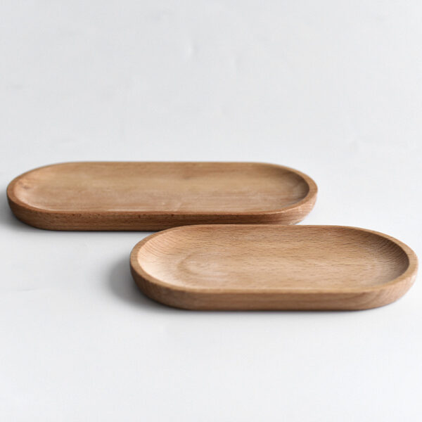 Japanese Tableware Beech Oval Tray Mini Solid Wood Small Plate, Miniature Beech Wood Oval Tray for Japanese Tableware, Elegant and Practical