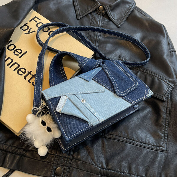 Denim Small Western Style Handbag, Stylish Shoulder Messenger Bag, Trendy Denim Mini Messenger Bag