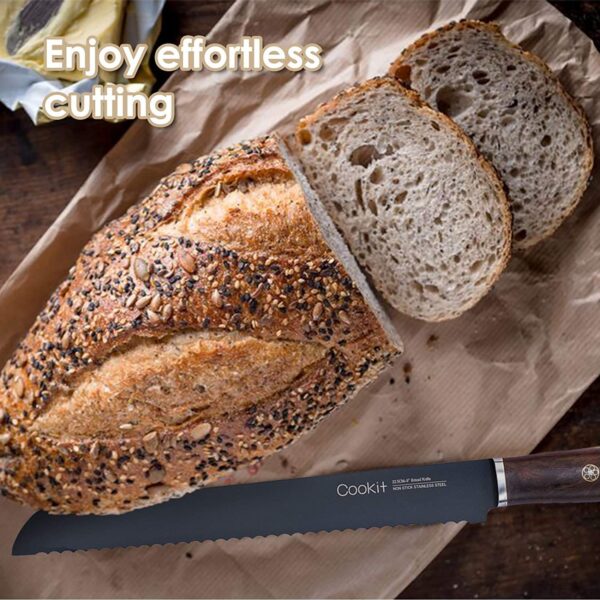 9-Inch Bread Knife with Serrated Edge, High Carbon Stainless Steel Bread Cutter, Forged Knife for Homemade Bread