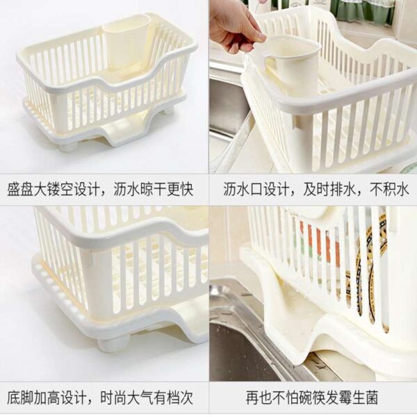 Lishui Plastic Dish Rack for Kitchen, Stackable Dish Organizer, Space-Saving Kitchen Storage Rack