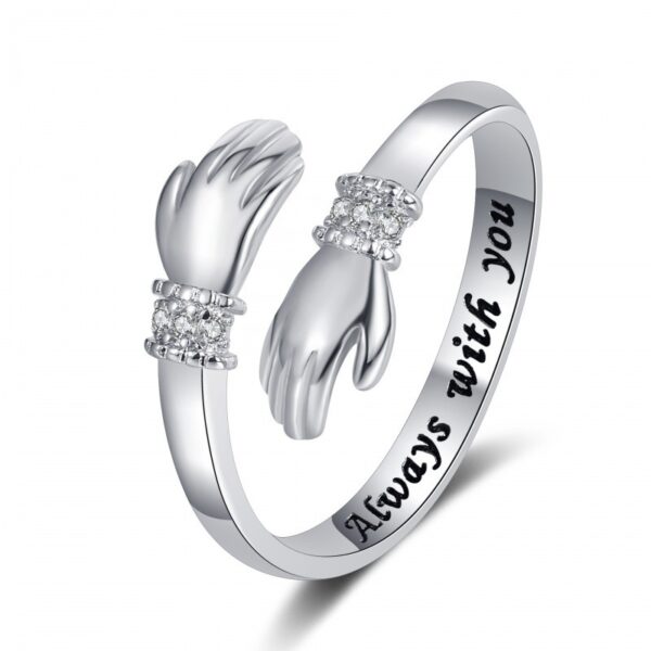 Creative Love Hug Hands Diamond-Studded Ring for Women, Elegant Diamond-Studded Love Hug Hands Ring for Women, Unique Love Hug Hands Ring with Diamonds