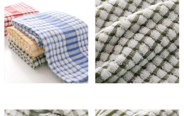 Absorbent Cotton Plaid Dish Towel for Kitchens, Cotton Jacquard Plaid Kitchen Towel, Classic Cotton Plaid Towel for Drying Dishes