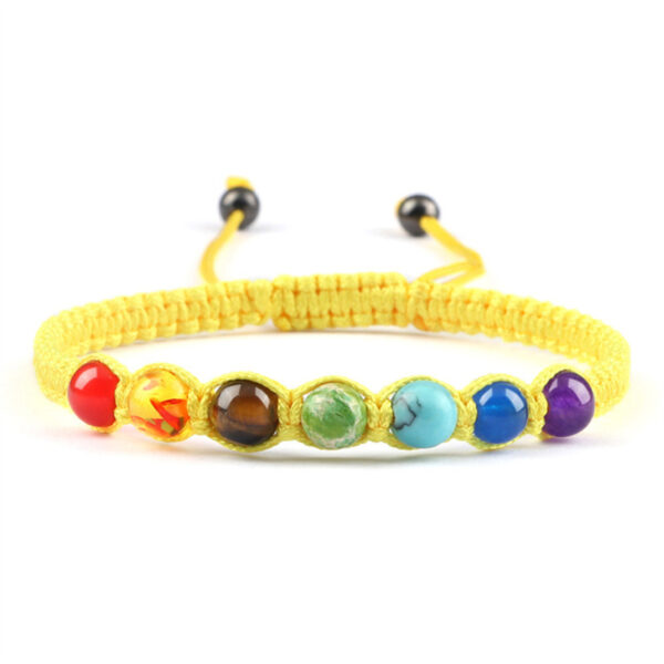 6MM Colorful Natural Stone Ball Bracelet Adjustable, Hand-Woven 6MM Colorful Stone Bracelet, Cross-Border 6MM Natural Stone Adjustable Bracelet