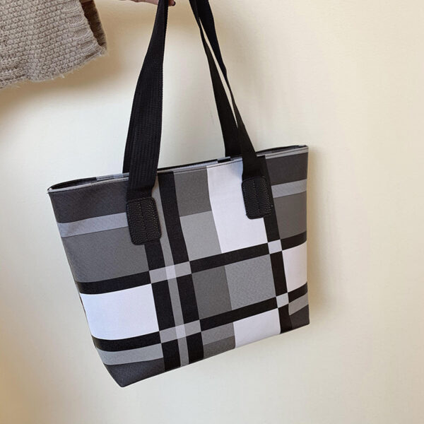 PU Shoulder Bag with Fashionable Plaid, Large Capacity Shopping Tote, Stylish Plaid Pattern PU Shoulder Bag