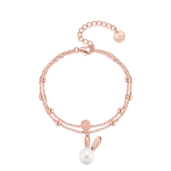 Ferris Wheel Rabbit Pearl Bracelet for Women, All-Match Ferris Wheel Rabbit Bracelet, Elegant Pearl Bracelet with Ferris Wheel Rabbit Charm