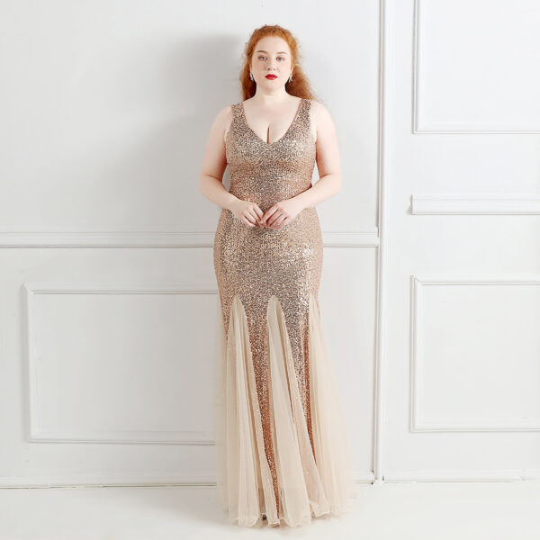 Plus Size Banquet Evening Dress, Elegant Fat Beauty Costume, Formal Evening Gown for Larger Sizes